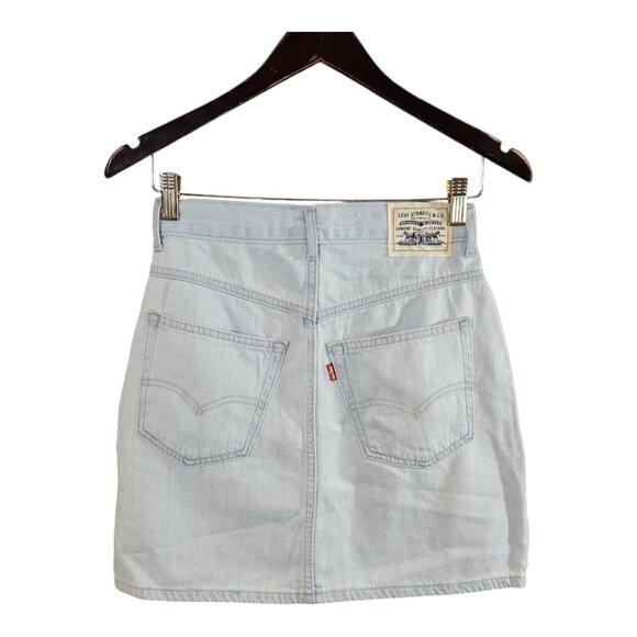 Levi's Featherweight Light Wash Pleated V-Yoke Denim Skirt Western Women's 24 - Picture 10 of 13